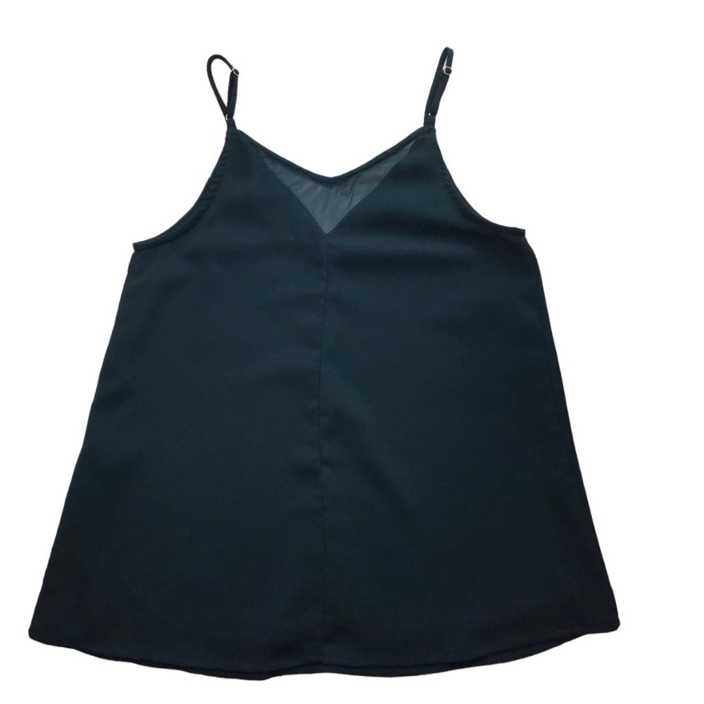 SOPHIE RUE Camisole Tank Top.  Dark Green.  Spaghetti Strap.  Mesh Texture XS